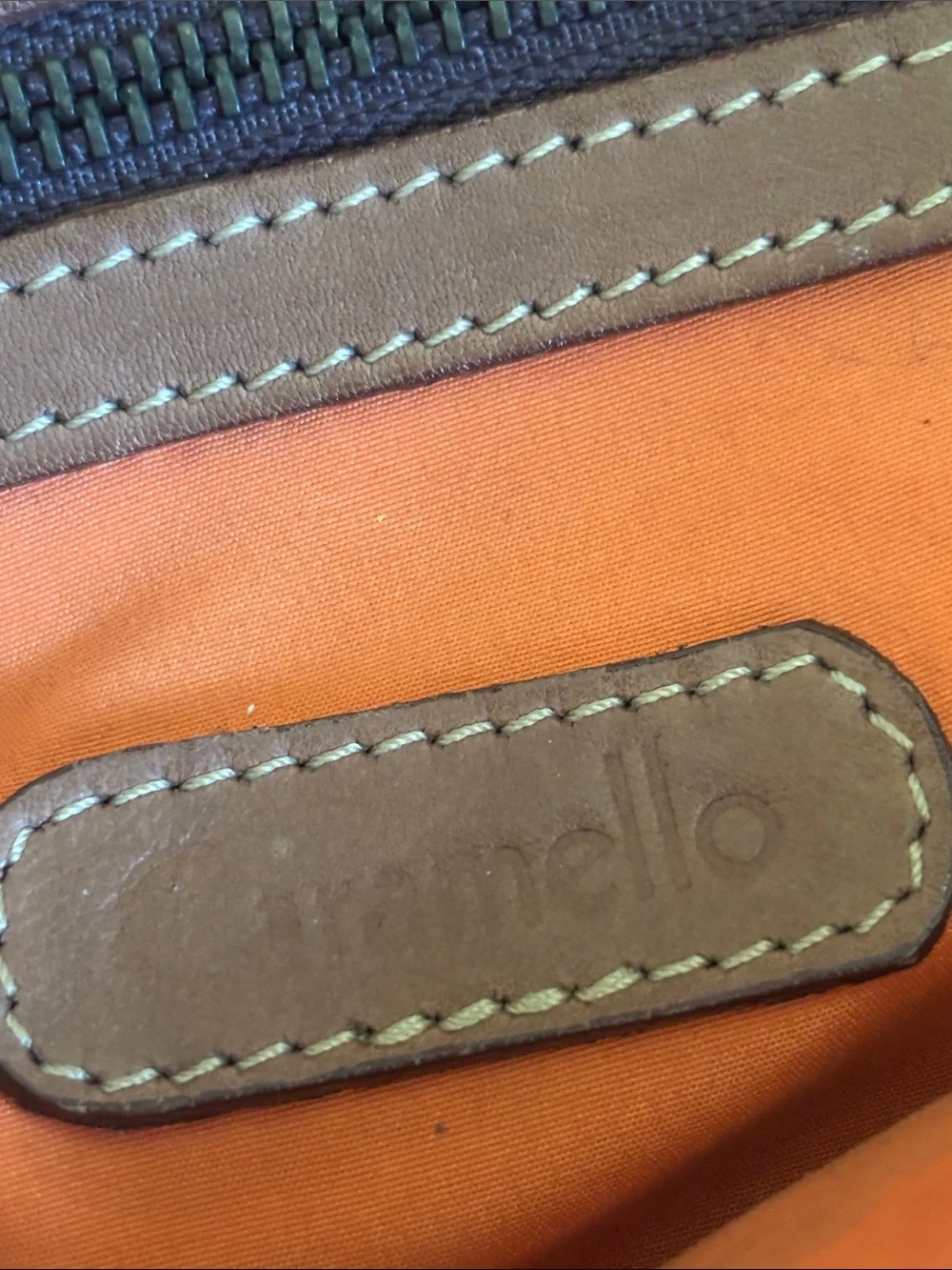 Canvas Messenger Bag with Leather Trim in Brown